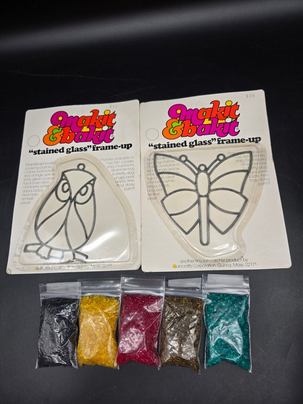 Vintage Makit & Bakit Owl & Butterfly COMPLETE Craft Kit Lot NOS Quincrafts